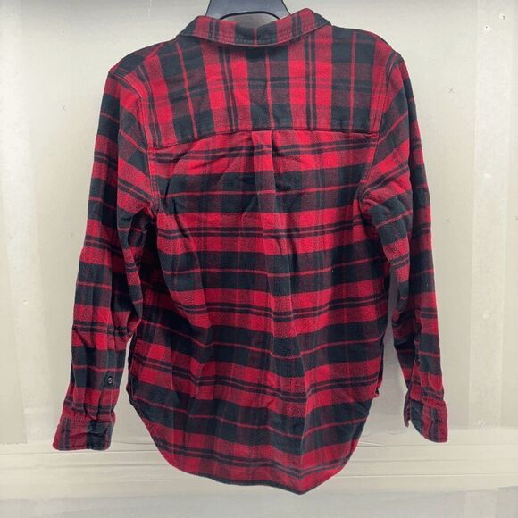 LL BEAN Women's Red and Black Plaid Flannel Top Long Sleeve Womens Shirt Size S - Picture 6 of 6